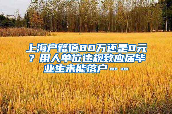 上海户籍值80万还是0元？用人单位违规致应届毕业生未能落户……