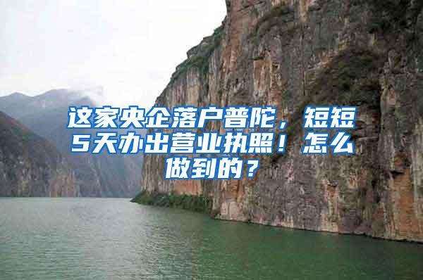 这家央企落户普陀，短短5天办出营业执照！怎么做到的？