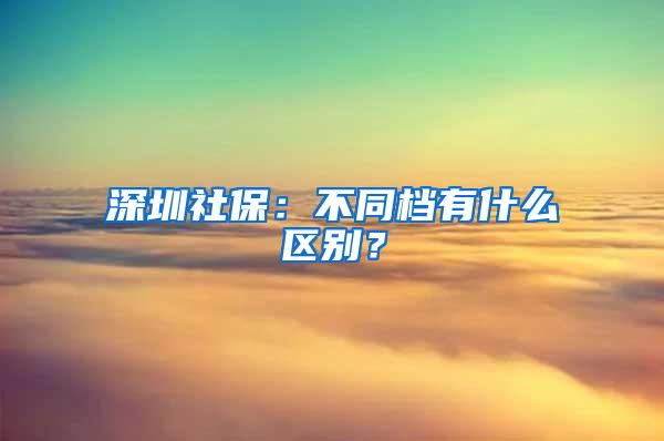 深圳社保：不同档有什么区别？