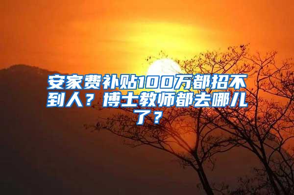 安家费补贴100万都招不到人？博士教师都去哪儿了？