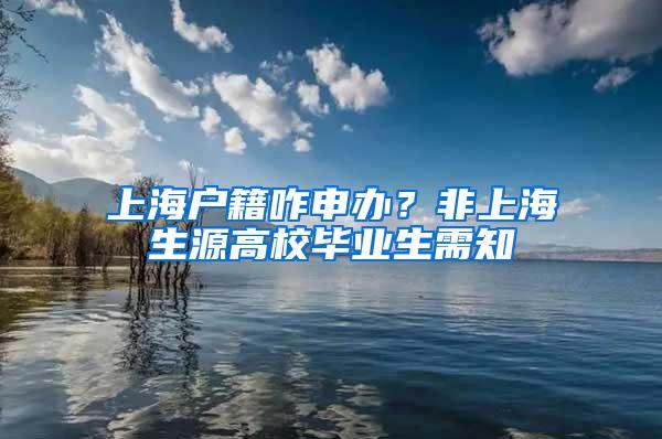 上海户籍咋申办？非上海生源高校毕业生需知