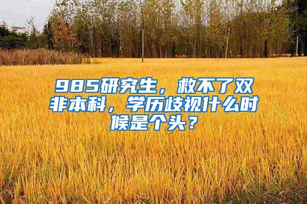 985研究生，救不了双非本科，学历歧视什么时候是个头？