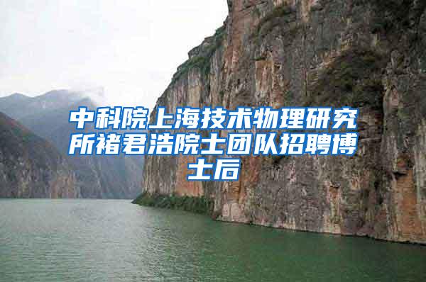 中科院上海技术物理研究所褚君浩院士团队招聘博士后