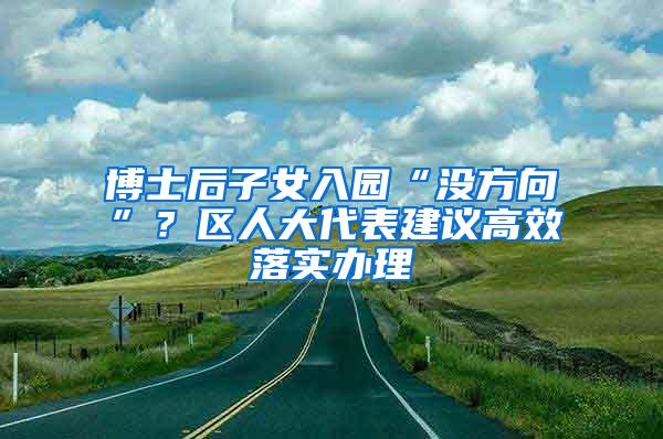 博士后子女入园“没方向”？区人大代表建议高效落实办理