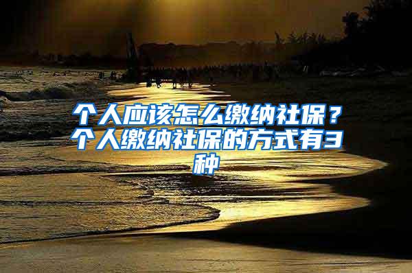 个人应该怎么缴纳社保？个人缴纳社保的方式有3种