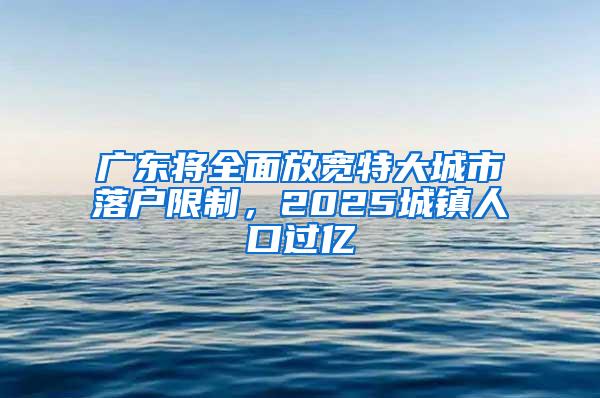 广东将全面放宽特大城市落户限制，2025城镇人口过亿