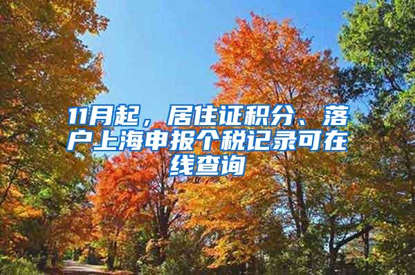 11月起，居住证积分、落户上海申报个税记录可在线查询