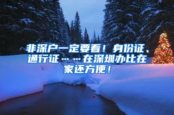 非深户一定要看！身份证、通行证……在深圳办比在家还方便！