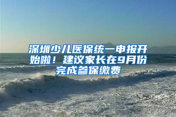 深圳少儿医保统一申报开始啦！建议家长在9月份完成参保缴费