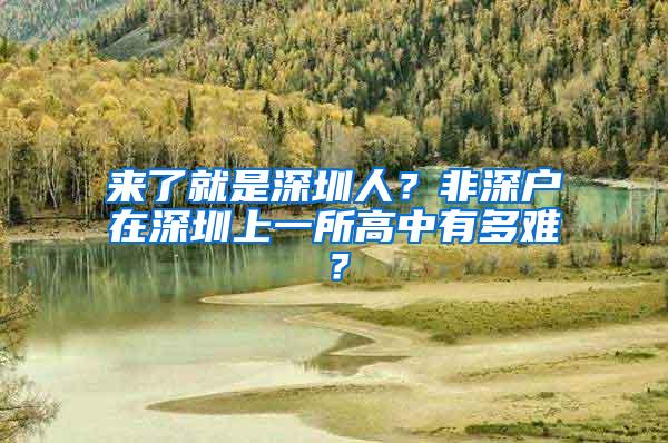 来了就是深圳人？非深户在深圳上一所高中有多难？