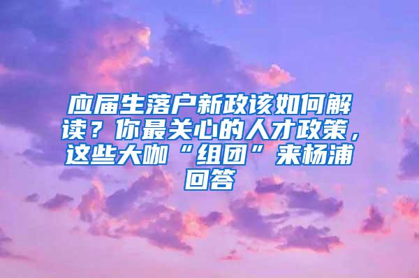 应届生落户新政该如何解读？你最关心的人才政策，这些大咖“组团”来杨浦回答