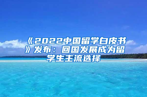 《2022中国留学白皮书》发布：回国发展成为留学生主流选择