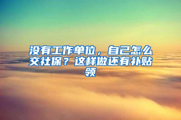 没有工作单位，自己怎么交社保？这样做还有补贴领