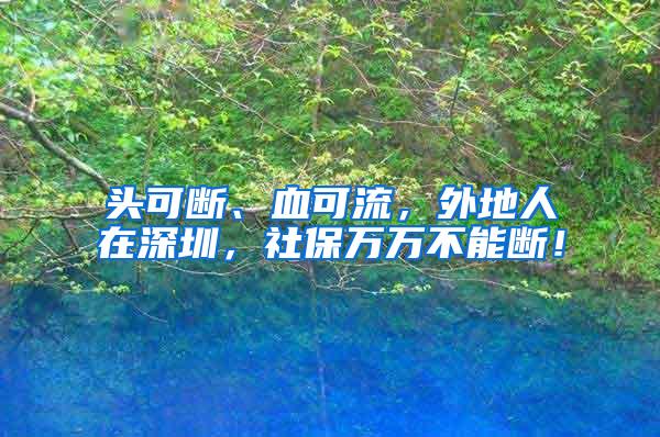 头可断、血可流，外地人在深圳，社保万万不能断！