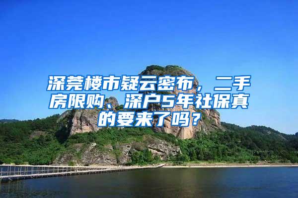 深莞楼市疑云密布，二手房限购、深户5年社保真的要来了吗？