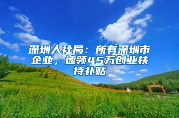 深圳人社局：所有深圳市企业，速领45万创业扶持补贴