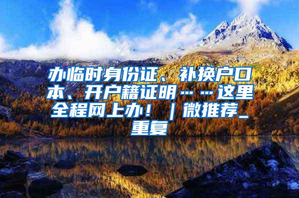 办临时身份证、补换户口本、开户籍证明……这里全程网上办！｜微推荐_重复