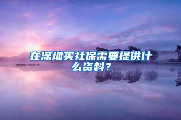 在深圳买社保需要提供什么资料？