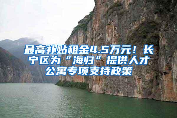 最高补贴租金4.5万元！长宁区为“海归”提供人才公寓专项支持政策