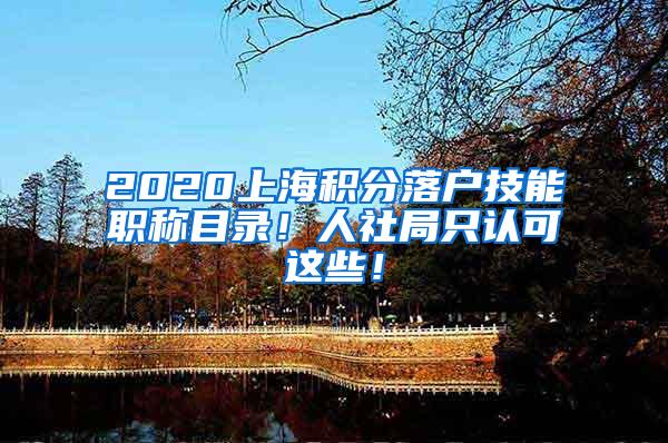 2020上海积分落户技能职称目录！人社局只认可这些！