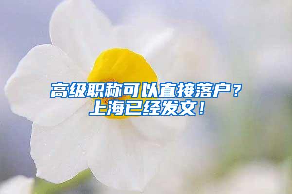 高级职称可以直接落户？上海已经发文！