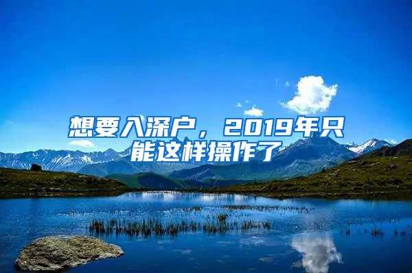 想要入深户，2019年只能这样操作了