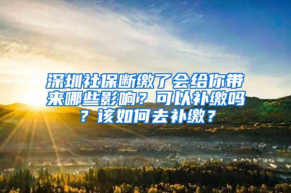 深圳社保断缴了会给你带来哪些影响？可以补缴吗？该如何去补缴？