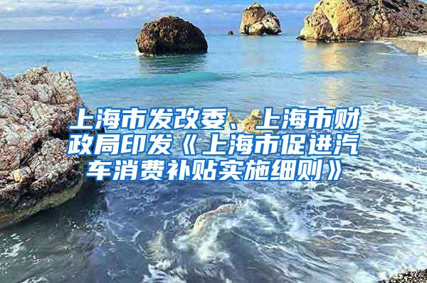 上海市发改委、上海市财政局印发《上海市促进汽车消费补贴实施细则》