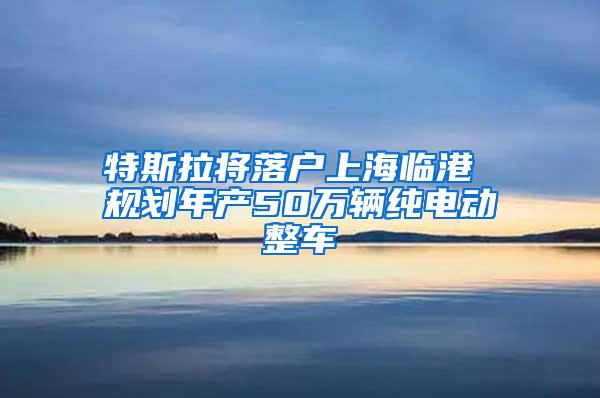 特斯拉将落户上海临港 规划年产50万辆纯电动整车