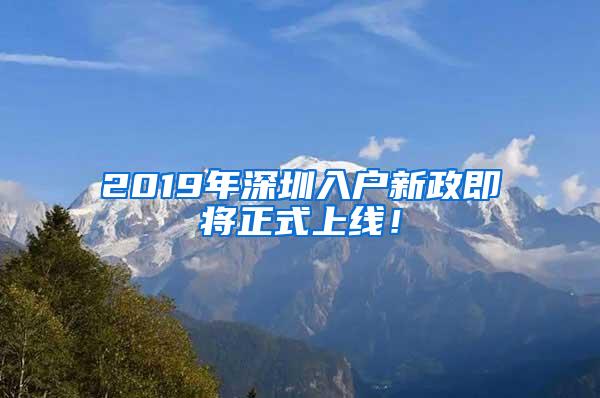 2019年深圳入户新政即将正式上线！