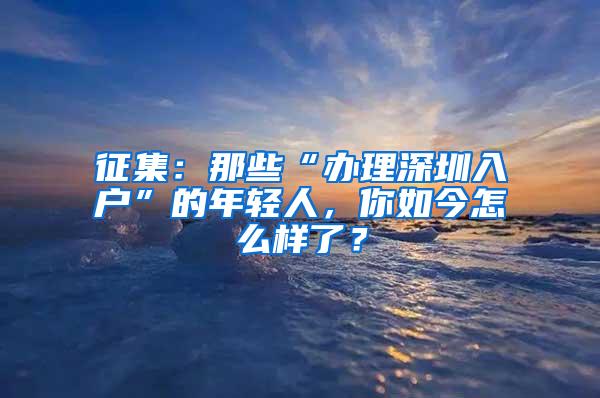 征集：那些“办理深圳入户”的年轻人，你如今怎么样了？