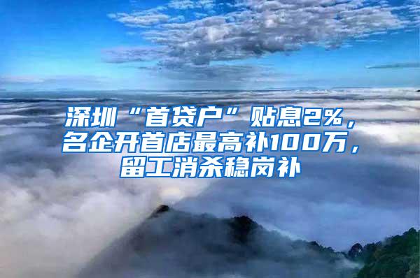 深圳“首贷户”贴息2%，名企开首店最高补100万，留工消杀稳岗补