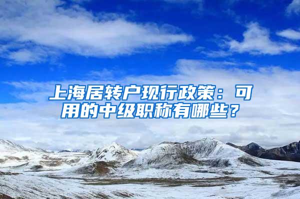 上海居转户现行政策：可用的中级职称有哪些？