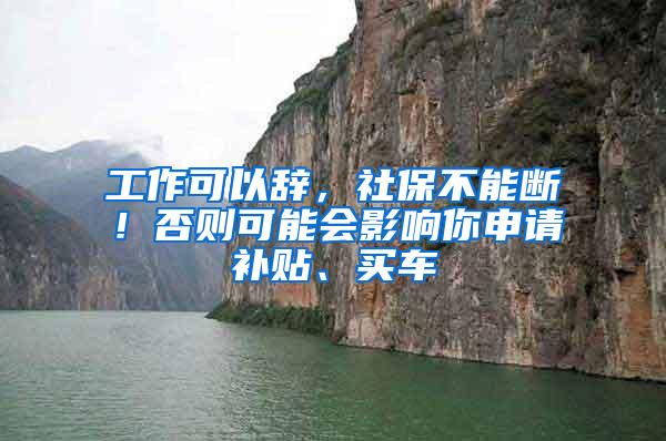 工作可以辞，社保不能断！否则可能会影响你申请补贴、买车