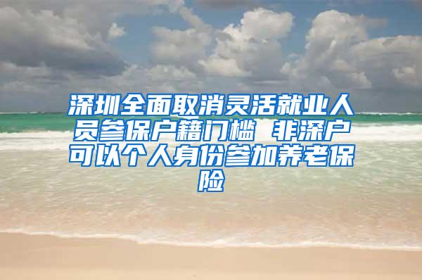 深圳全面取消灵活就业人员参保户籍门槛 非深户可以个人身份参加养老保险