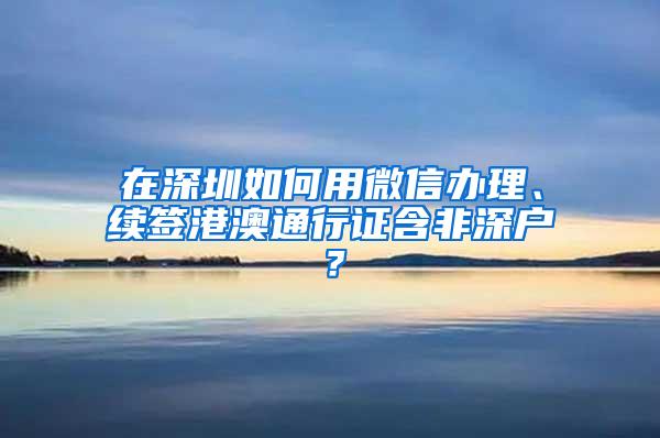 在深圳如何用微信办理、续签港澳通行证含非深户？