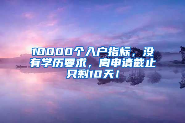 10000个入户指标，没有学历要求，离申请截止只剩10天！