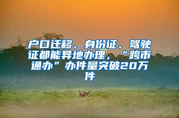 户口迁移、身份证、驾驶证都能异地办理，“跨市通办”办件量突破20万件