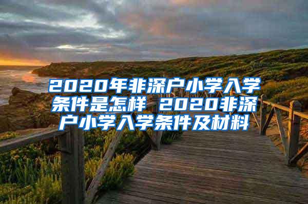 2020年非深户小学入学条件是怎样 2020非深户小学入学条件及材料