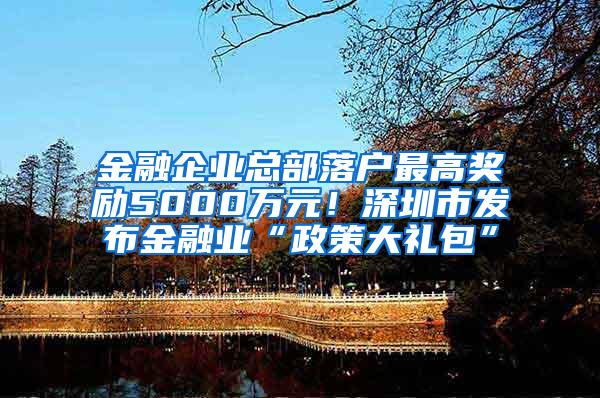 金融企业总部落户最高奖励5000万元！深圳市发布金融业“政策大礼包”