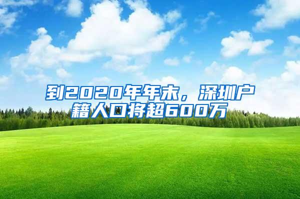 到2020年年末，深圳户籍人口将超600万