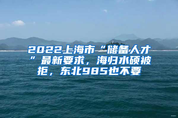 2022上海市“储备人才”最新要求，海归水硕被拒，东北985也不要