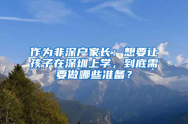 作为非深户家长：想要让孩子在深圳上学，到底需要做哪些准备？