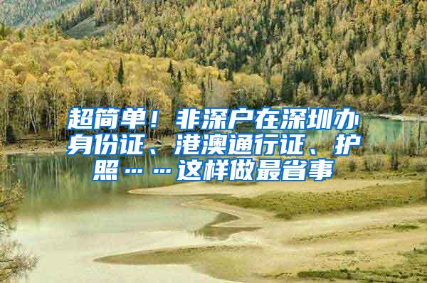 超简单！非深户在深圳办身份证、港澳通行证、护照……这样做最省事