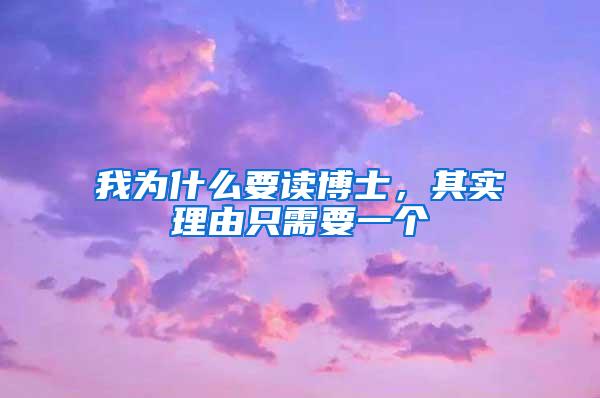 我为什么要读博士，其实理由只需要一个