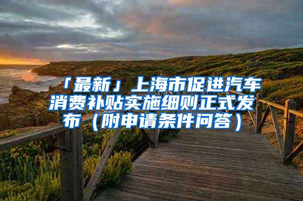 「最新」上海市促进汽车消费补贴实施细则正式发布（附申请条件问答）