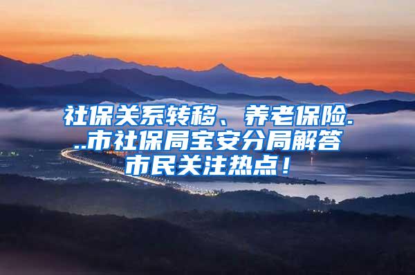 社保关系转移、养老保险...市社保局宝安分局解答市民关注热点！