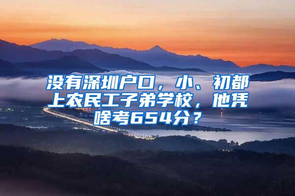 没有深圳户口，小、初都上农民工子弟学校，他凭啥考654分？