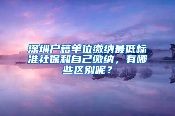 深圳户籍单位缴纳最低标准社保和自己缴纳，有哪些区别呢？