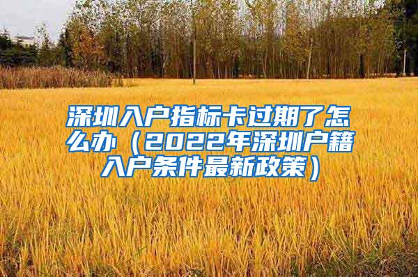 深圳入户指标卡过期了怎么办（2022年深圳户籍入户条件最新政策）